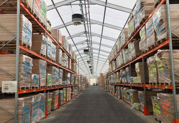 Lauralu temporary warehouse buildings and loading bay canopy pallet space