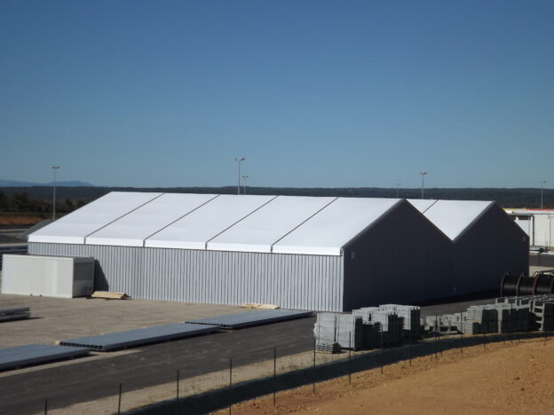 Panoramic view of temporary buildings