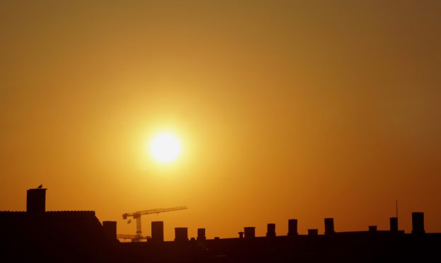 sunrise beautiful morning over roof tops