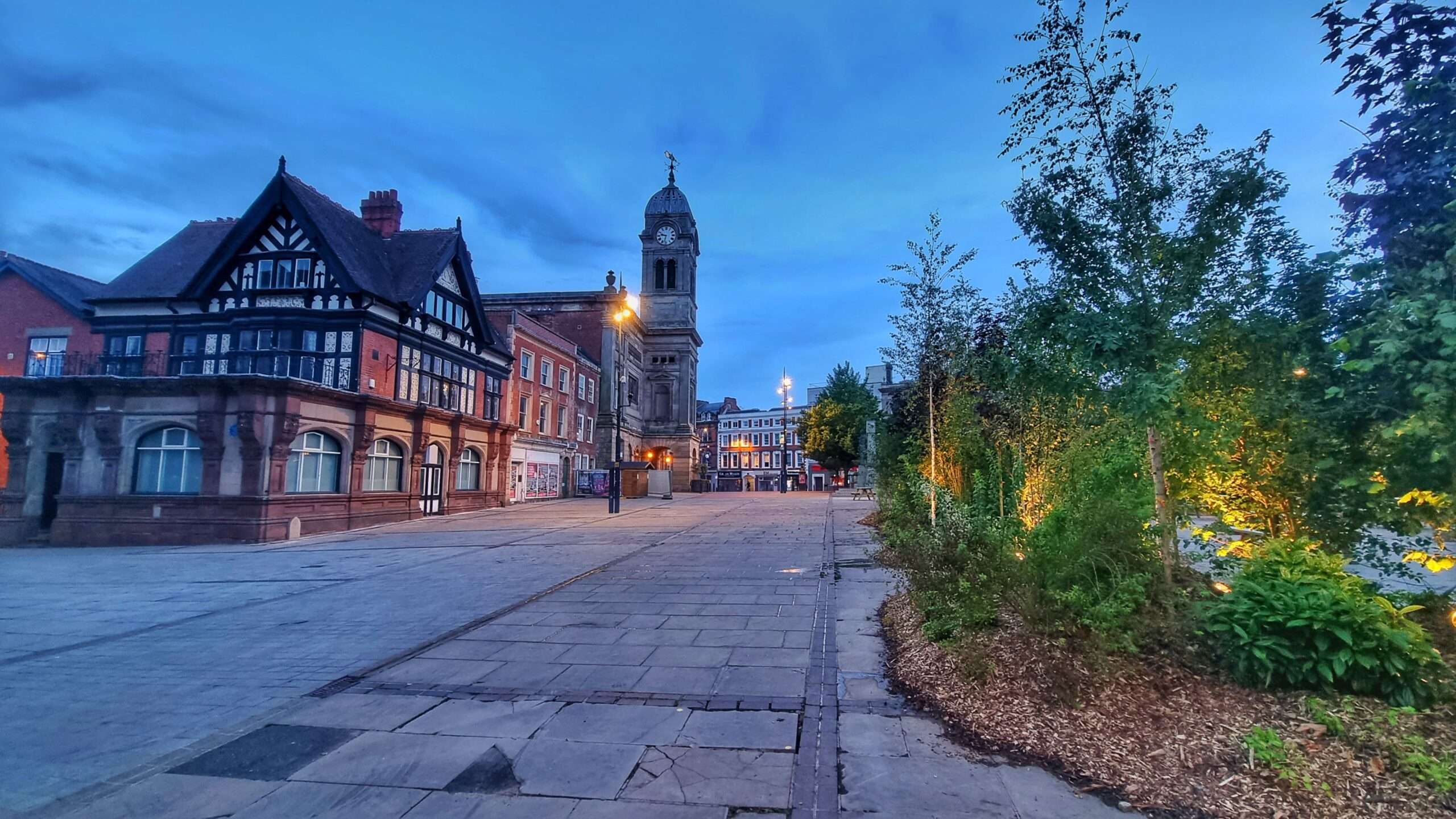 Derby register office at night representing the East Midlands area